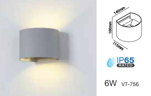 Applique LED 6w Luce Natura doppia emissione Regolabile IP65 Grigio